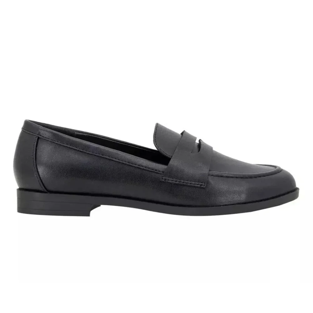 Kensie 6 Penny Loafer Gitty Slip-on Driver Shoes Faux Smooth Leather Black